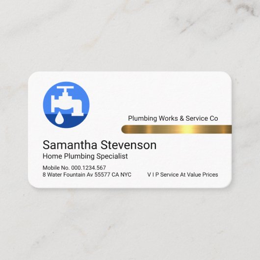 Stylish Gold Tab Leaking Blue Faucet 名刺 (正面)