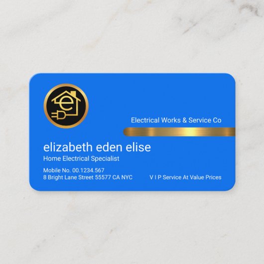 Stylish Gold Tab On Stunning Blue Layers 名刺 (正面)