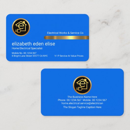 Stylish Gold Tab On Stunning Blue Layers 名刺 (正面/裏面)