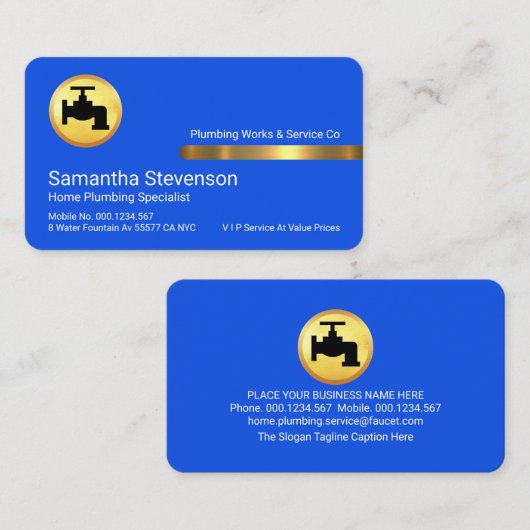 Stylish Gold Tab On Stunning Blue Layers 名刺 (正面/裏面)