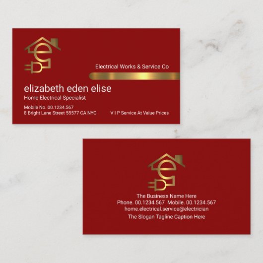 Stylish Gold Tab On Stunning Red Layer 名刺 (正面/裏面)