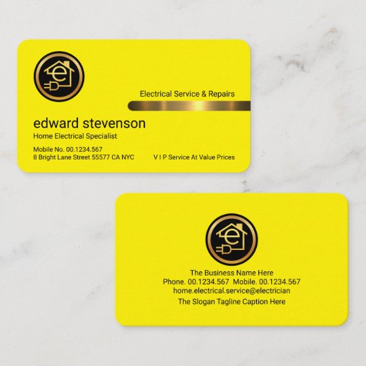 Stylish Gold Tab On Stunning Yellow Layer 名刺 (正面/裏面)