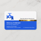 Stylish Gold Tab On White Blue Layers 名刺 (正面)