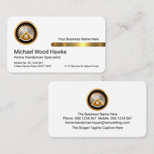 Stylish Gold Tab On White Layer 名刺 (正面/裏面)