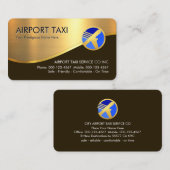 Stylish Gold Wave Airplane Airport Taxi 名刺 (正面/裏面)