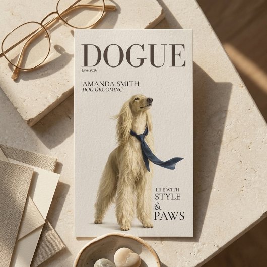 Stylish Golden Afghan Hound Dogue Business Card 名刺