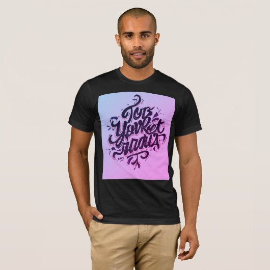 Stylish Gradient Typography T-Shirt for Men Tシャツ (正面フル)