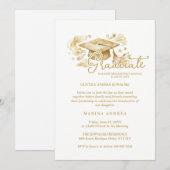 Stylish Graduate Cap in Beige Tones Graduation  招待状 (正面/裏面)