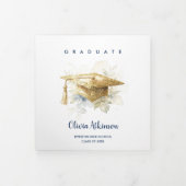 Stylish Graduation Cap Pastel Tones & Glitter 三つ折り案内状 (カバー)