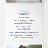 Stylish Graduation Cap Pastel Tones & Glitter 三つ折り案内状 (内部中)