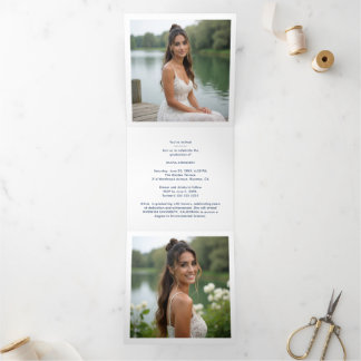 Stylish Graduation Cap Pastel Tones & Glitter 三つ折り案内状