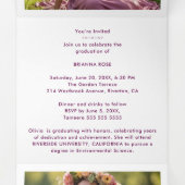 Stylish Graduation Cap Plum Tones & Gold 三つ折り案内状 (内部中)