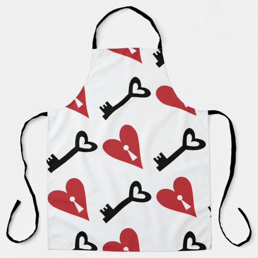 Stylish graphic seamless pattern with hearts and k エプロン (正面)