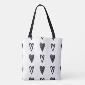 Stylish graphic seamless pattern with hearts. Blac トートバッグ (裏面)