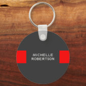 Stylish Gray Red Minimalist Modern キーホルダー (正面)