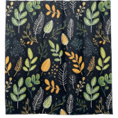 Stylish Green and Yellow Foliage Pattern  シャワーカーテン (正面)