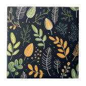 Stylish Green and Yellow Foliage Pattern  タイル (正面)