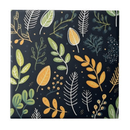 Stylish Green and Yellow Foliage Pattern  タイル