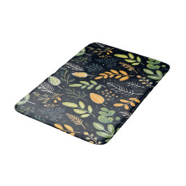 Stylish Green and Yellow Foliage Pattern  バスマット