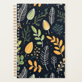 Stylish Green and Yellow Foliage Pattern  プランナー手帳