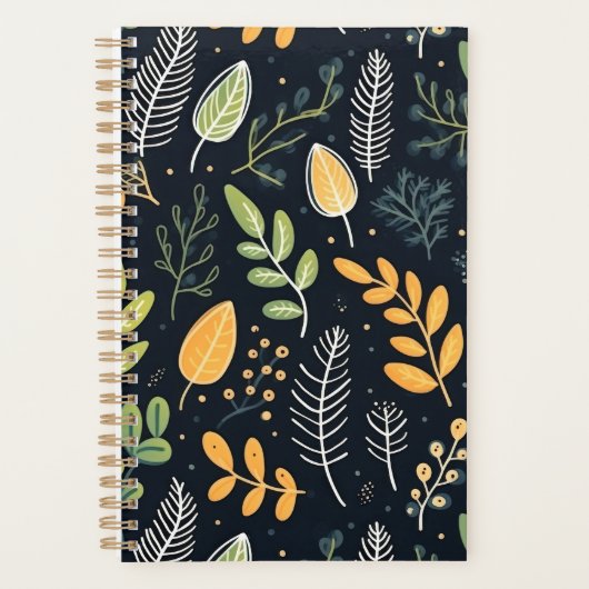 Stylish Green and Yellow Foliage Pattern  プランナー手帳 (正面)