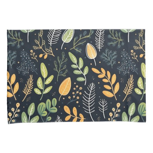 Stylish Green and Yellow Foliage Pattern  枕カバー (正面右)