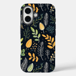 Stylish Green and Yellow Foliage Pattern  iPhone 16ケース
