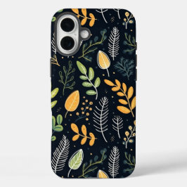 Stylish Green and Yellow Foliage Pattern  iPhone 16 Plusケース