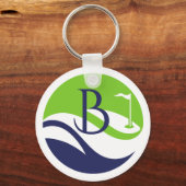 Stylish Green Navy Monogram Fairway Father's Day キーホルダー (裏面)
