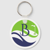 Stylish Green Navy Monogram Fairway Father's Day キーホルダー (裏面)