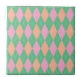 Stylish Green Orange Pink Argyle Pattern タイル (正面)