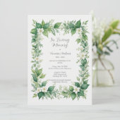 Stylish Greenery Frame Photo Funeral Invitation 招待状 (スタンド正面)