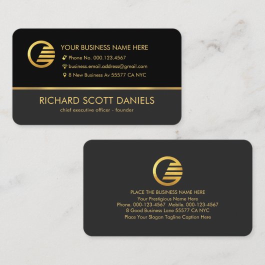 Stylish Grey Black CEO Layers Business Owner 名刺 (正面/裏面)