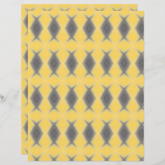 Stylish Grey Diamonds on Yellow scrapbook paper (正面/裏面)