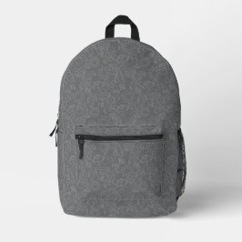 Stylish Grey Floral Abstract Backpack  プリントバックパック