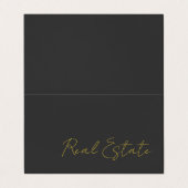Stylish Grey Gold Color Script Agent Business Card 名刺 (外部フラット)