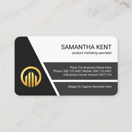 Stylish Grey Trapezium Layers Business Owner 名刺 (正面)