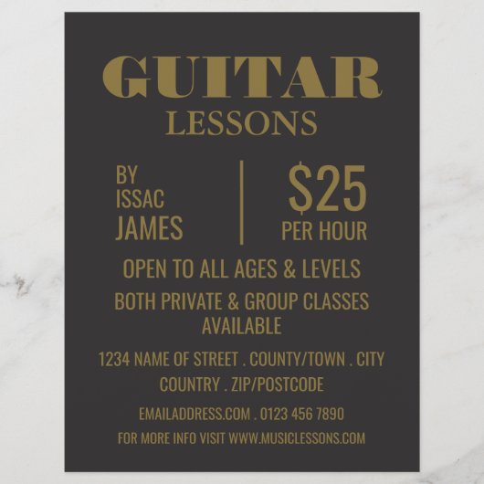 Stylish Guitar Lessons Advertising チラシ (正面)