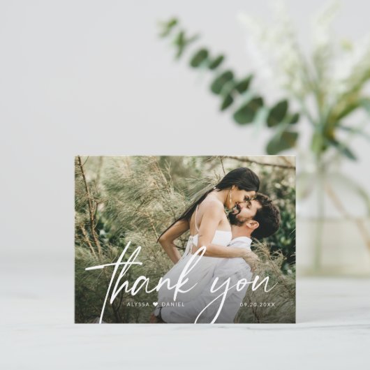 Stylish handlettering script wedding photos ポストカード (スタンド正面)