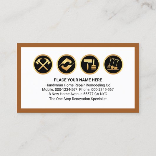 Stylish Handyman Tools Building Rooftop 名刺 (裏面)