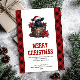 Stylish highland cow Christmas card editable tag シーズンカード