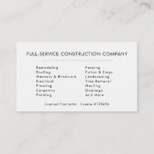 Stylish Home Repairs Construction Contractor 名刺 (裏面)