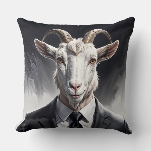 Stylish horned figure in sharp formal attire art クッション (正面)