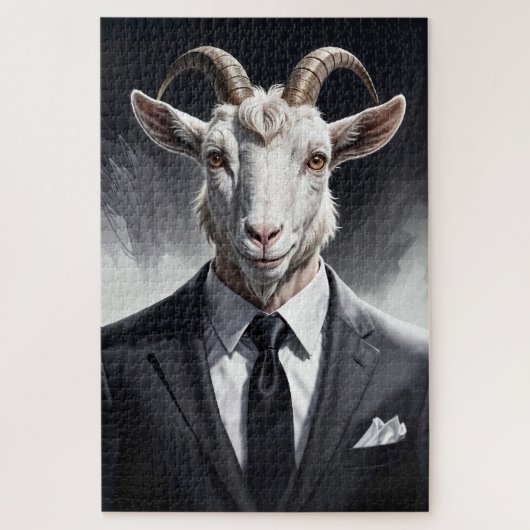 Stylish horned figure in sharp formal attire art ジグソーパズル (縦)