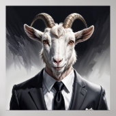 Stylish horned figure in sharp formal attire art ポスター (正面)