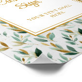 Stylish Hunter Green Gold Greenery Wedding Custom ポスター (角)