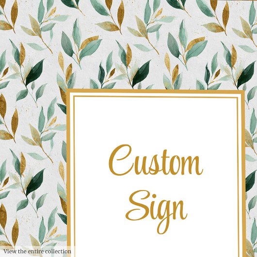 Stylish Hunter Green Gold Greenery Wedding Custom  ポスター