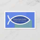 Stylish Ichthus Fish In Blue Stripe Water 名刺 (正面)