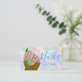 Stylish Iridescent Opal Nail Art Manicurist Artist 名刺 (スタンド正面)
