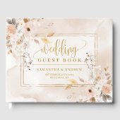 Stylish Ivory Beige Gold Autumn Wedding Guest Book ゲストブック (正面)